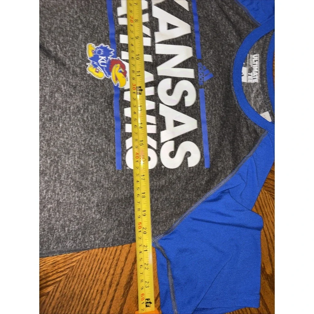 Adidas Mens Blue/Gray Short Sleeve Kansas Jayhawks Ultimate Tee Size Large